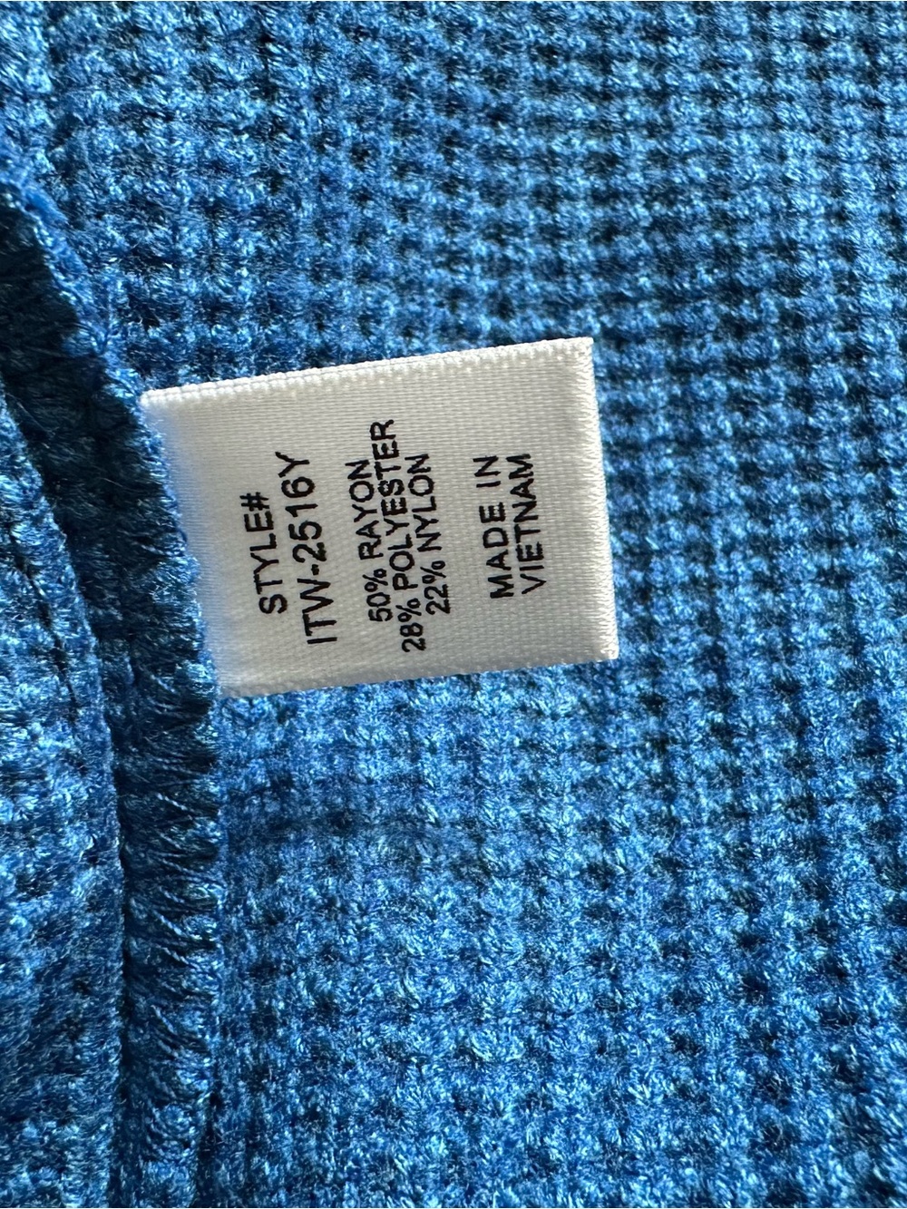 212  NWT Zenana Ocean Blue Waffle Knit Short Sleeve Knit Top - Picture 3 of 3